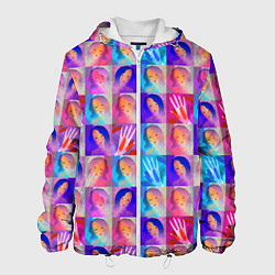 Куртка с капюшоном мужская Клетчатый узор с девушками, цвет: 3D-белый