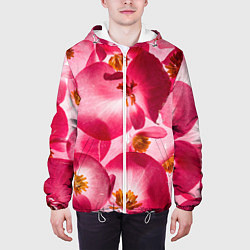 Куртка с капюшоном мужская Цветы бегония текстура, цвет: 3D-белый — фото 2