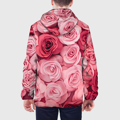 Мужская куртка Чайная пыльная роза - нежно розовый цветок / 3D-Черный – фото 4
