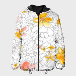 Куртка с капюшоном мужская Нарисованный цветы - светлый, цвет: 3D-черный