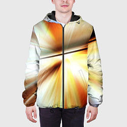 Куртка с капюшоном мужская Абстрактные светлые лучи из тени, цвет: 3D-черный — фото 2