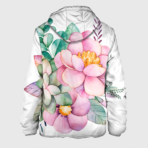 Мужская куртка Пастельные цветы - посередине / 3D-Белый – фото 2