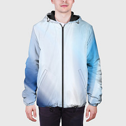 Куртка с капюшоном мужская Светлые синие и голубые волны, цвет: 3D-черный — фото 2