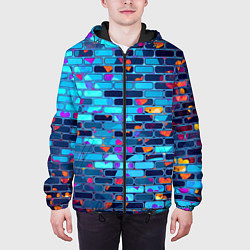 Куртка с капюшоном мужская Кирпичные сердца, цвет: 3D-черный — фото 2