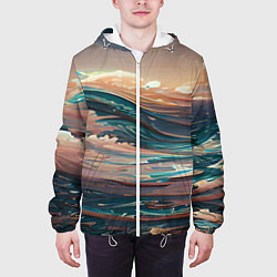 Куртка с капюшоном мужская Необъятный океан, цвет: 3D-белый — фото 2