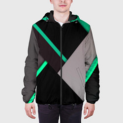 Куртка с капюшоном мужская Спортивная геометрия линии, цвет: 3D-черный — фото 2