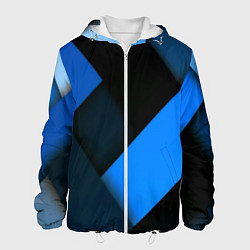 Куртка с капюшоном мужская Геометрия синие полосы, цвет: 3D-белый