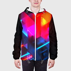 Куртка с капюшоном мужская Neon stripes color, цвет: 3D-белый — фото 2