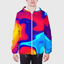 Куртка с капюшоном мужская Смесь красок ультрафиолет, цвет: 3D-белый — фото 2