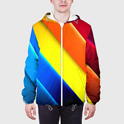 Куртка с капюшоном мужская Радужные полосы текстура, цвет: 3D-белый — фото 2