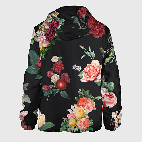 Мужская куртка Букеты цветов на черном фоне / 3D-Белый – фото 2
