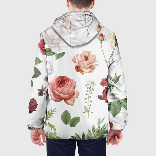 Мужская куртка Гербарий цветов на белом фоне / 3D-Черный – фото 4