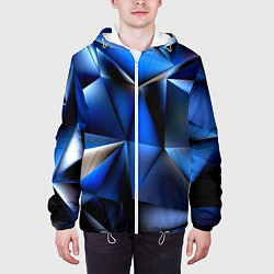 Куртка с капюшоном мужская Polygon blue abstract, цвет: 3D-белый — фото 2