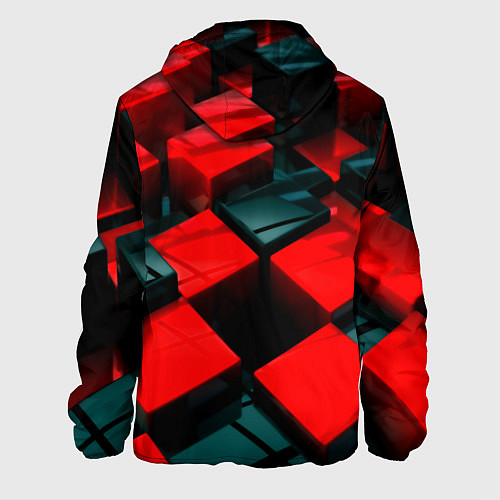 Мужская куртка Кубы геометрии красный и чёрный / 3D-Черный – фото 2