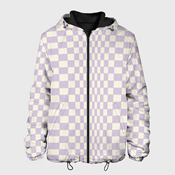 Куртка с капюшоном мужская Искаженная шашечка - лавандовый, цвет: 3D-черный