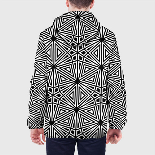 Мужская куртка Паттерн из чёрно-белого множества треугольников / 3D-Черный – фото 4