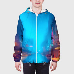 Куртка с капюшоном мужская Улица мегаполиса-арт, цвет: 3D-белый — фото 2