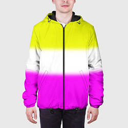 Куртка с капюшоном мужская Трехцветный размытый фон, цвет: 3D-черный — фото 2