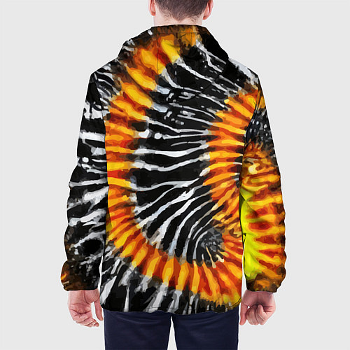 Мужская куртка Tie dye - тай дай в черно белую полоску / 3D-Черный – фото 4