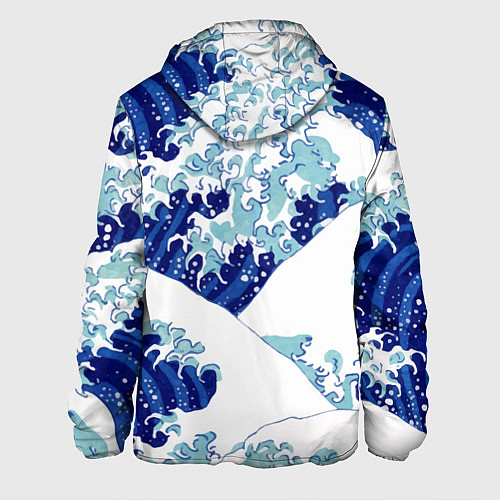 Мужская куртка Японская графика - волна - паттерн / 3D-Белый – фото 2