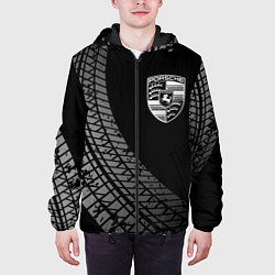 Куртка с капюшоном мужская Porsche tire tracks, цвет: 3D-черный — фото 2