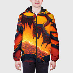 Куртка с капюшоном мужская Красная лава, цвет: 3D-черный — фото 2