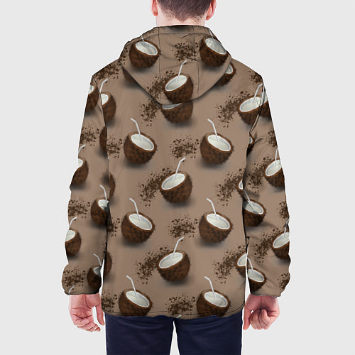 Мужская куртка Кокос и шоколад - паттерн / 3D-Черный – фото 4