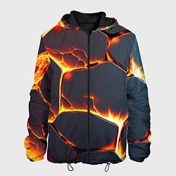 Куртка с капюшоном мужская Огонь из разломленных плит, цвет: 3D-черный