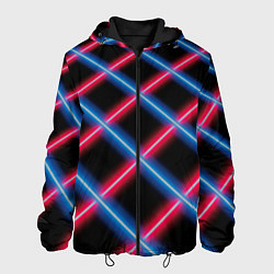 Куртка с капюшоном мужская Сетка из красного и синего неона, цвет: 3D-черный