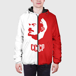 Куртка с капюшоном мужская Красно белый Ленин, цвет: 3D-черный — фото 2
