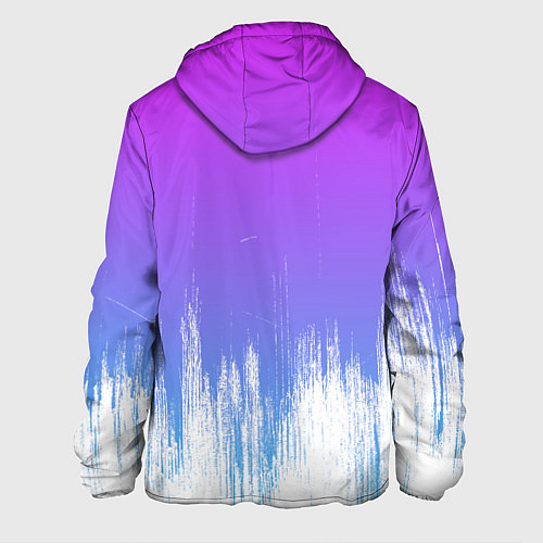 Мужская куртка Фиолетовый градиент с потертостями / 3D-Белый – фото 2