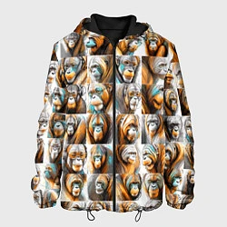 Куртка с капюшоном мужская Орангутаны, цвет: 3D-черный