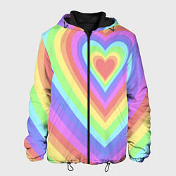 Куртка с капюшоном мужская Сердце - пастельные цвета, цвет: 3D-черный