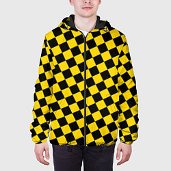 Куртка с капюшоном мужская Черно-желтая мелкая клетка, цвет: 3D-черный — фото 2