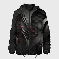 Куртка с капюшоном мужская Черные абстрактные плиты, цвет: 3D-черный