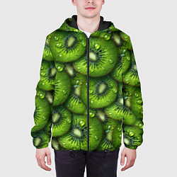 Куртка с капюшоном мужская Сочная текстура из киви, цвет: 3D-черный — фото 2
