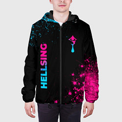 Куртка с капюшоном мужская Hellsing - neon gradient: надпись, символ, цвет: 3D-черный — фото 2