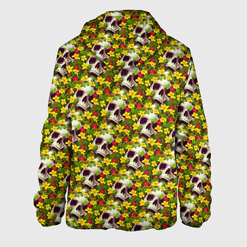 Мужская куртка Черепа в луговых цветах / 3D-Белый – фото 2