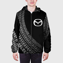 Куртка с капюшоном мужская Mazda tire tracks, цвет: 3D-черный — фото 2