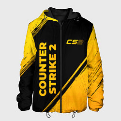Куртка с капюшоном мужская Counter Strike 2 - gold gradient: надпись, символ, цвет: 3D-черный