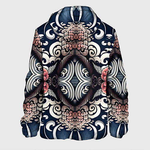 Мужская куртка Irezumi style: девушка и синие узоры / 3D-Черный – фото 2