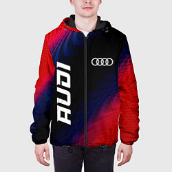 Куртка с капюшоном мужская Audi красный карбон, цвет: 3D-черный — фото 2