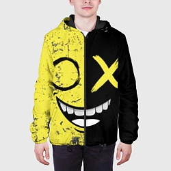 Куртка с капюшоном мужская Смайлик с улыбкой, цвет: 3D-черный — фото 2