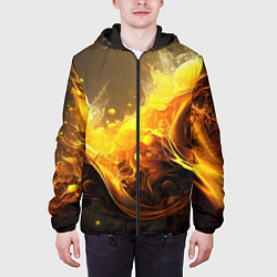 Куртка с капюшоном мужская Золотые волны, цвет: 3D-черный — фото 2