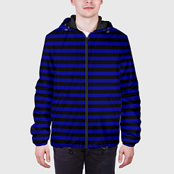 Куртка с капюшоном мужская Черно-синие полосы, цвет: 3D-черный — фото 2