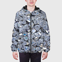 Куртка с капюшоном мужская Россыпь бриллиантов, цвет: 3D-черный — фото 2