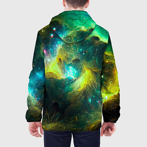Мужская куртка Небула в космосе в зеленых тонах - нейронная сеть / 3D-Черный – фото 4