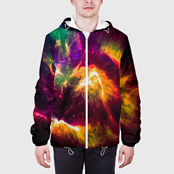 Куртка с капюшоном мужская Небула в космосе разноцветная - нейронная сеть, цвет: 3D-белый — фото 2