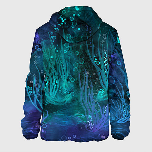 Мужская куртка Абстракция: неоновые огни подводного мира / 3D-Белый – фото 2