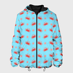 Куртка с капюшоном мужская Летний паттерн с крабами и морскими звездами, цвет: 3D-черный